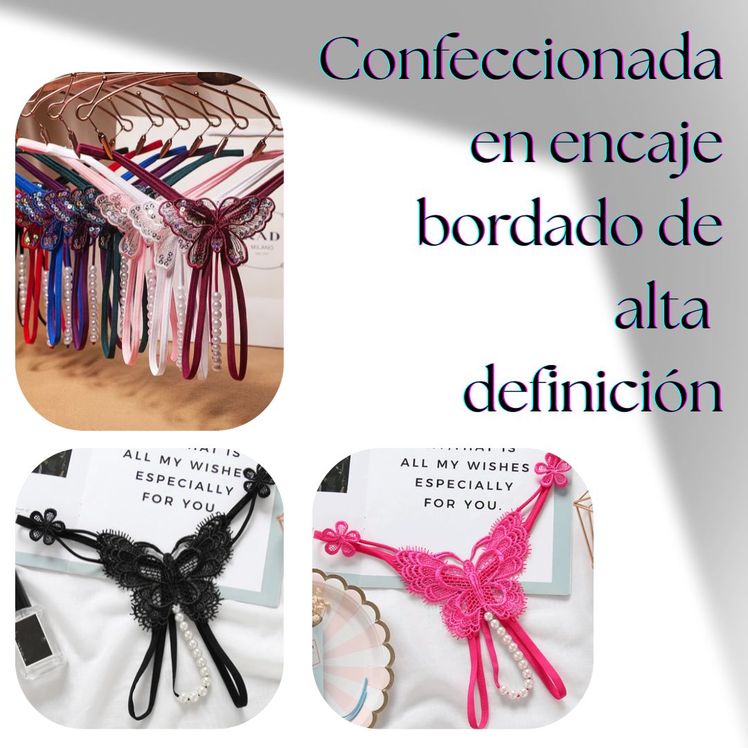 🦋 Mariposa de Encaje Perlado 🦋– Tanga Sensual Premium💎✨