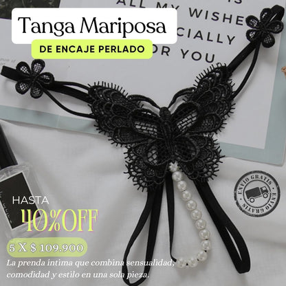🦋 Mariposa de Encaje Perlado 🦋– Tanga Sensual Premium💎✨