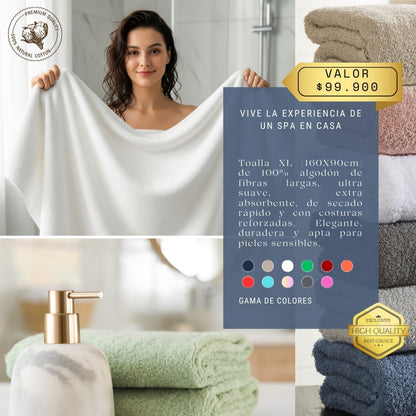 🧼Toalla de Baño Premium 100% Algodón Egipcio – Tamaño XL 160×90 cm 🤑LLEVA 2 X $99.900