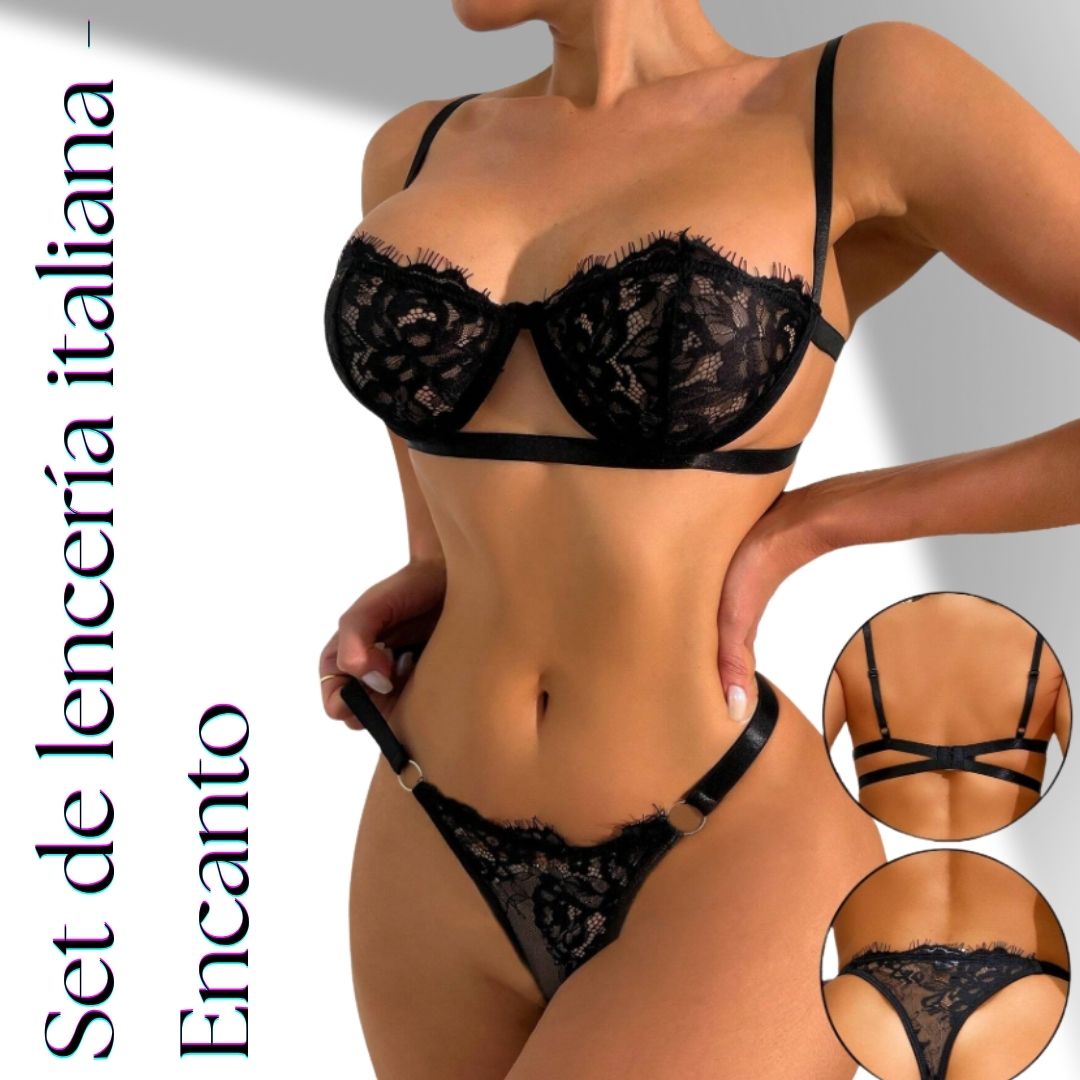 🌷Encanto Premium 🌷–  Set de Lencería en Encaje Italiano👑 Elástico Floral🌷