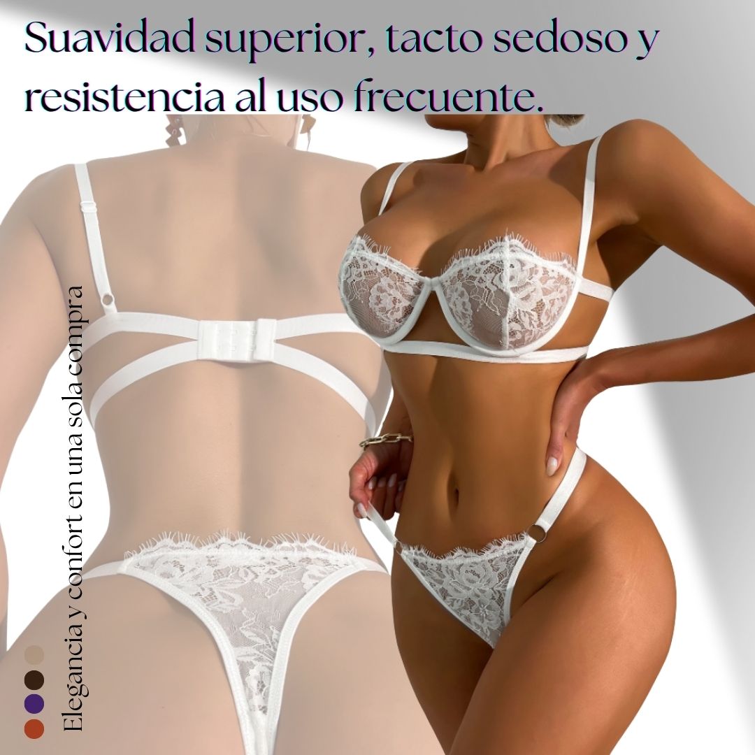 🌷Encanto Premium 🌷–  Set de Lencería en Encaje Italiano👑 Elástico Floral🌷