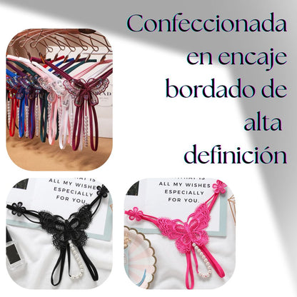 🦋 Mariposa de Encaje Perlado 🦋– Tanga Sensual Premium💎✨