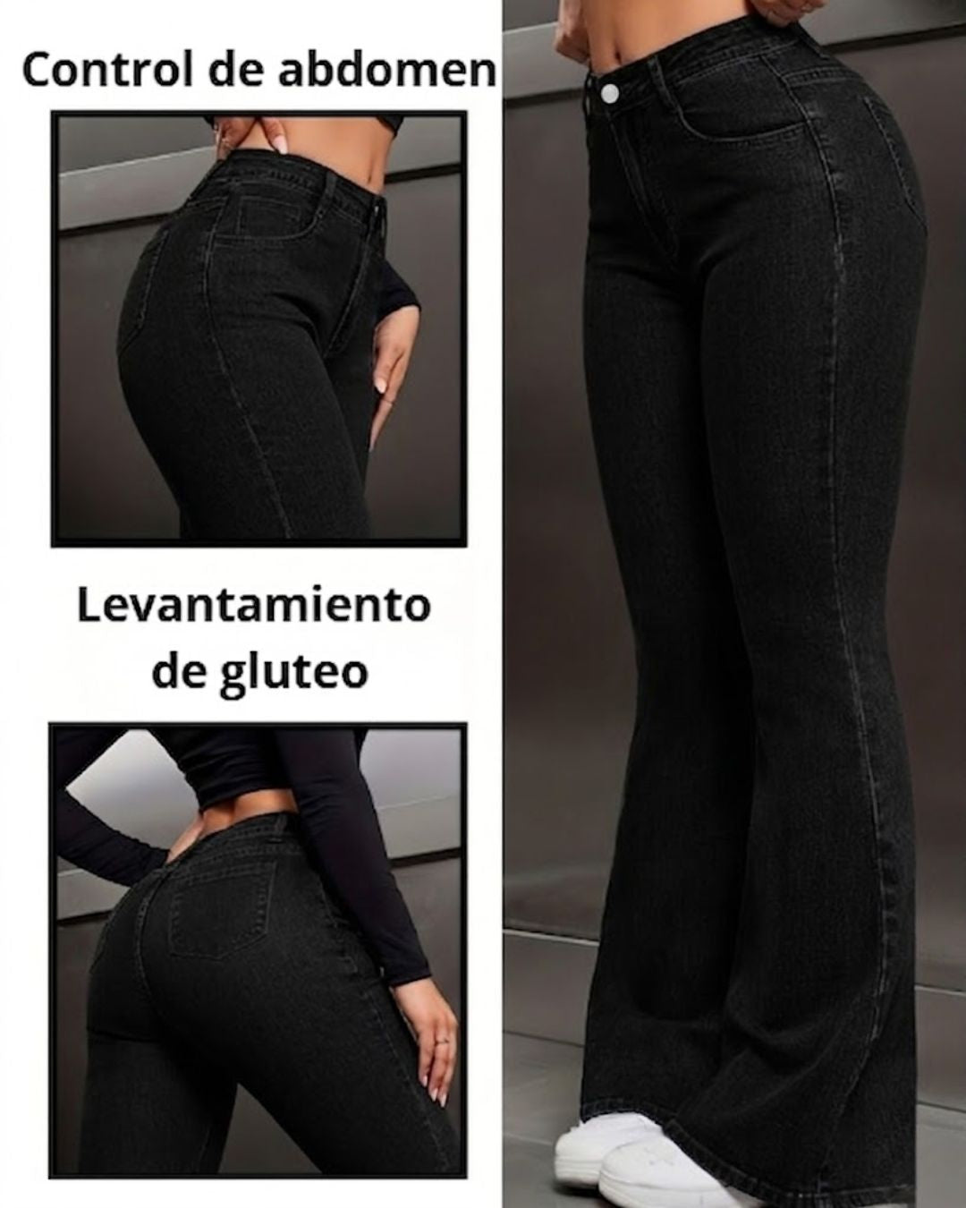 JEAN TIRO ALTO 👖✨ BOTA CAMPANA 🔥 REALZA TU FIGURA Y MOLDEA TU ABDOMEN 💃