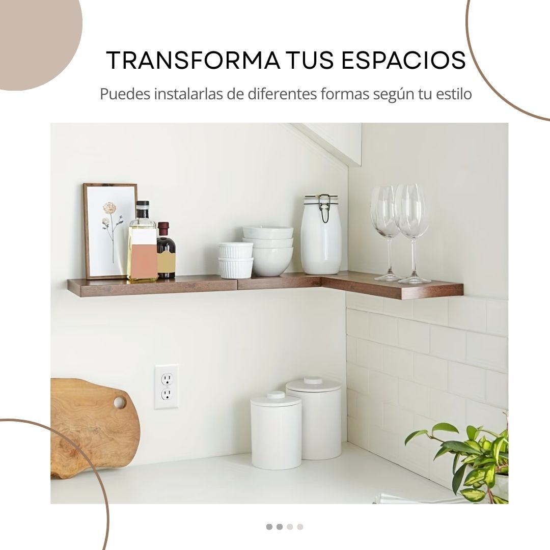 Estantería Flotante Rústica de Madera Maciza (3 Pzs) 🪵🌿✨