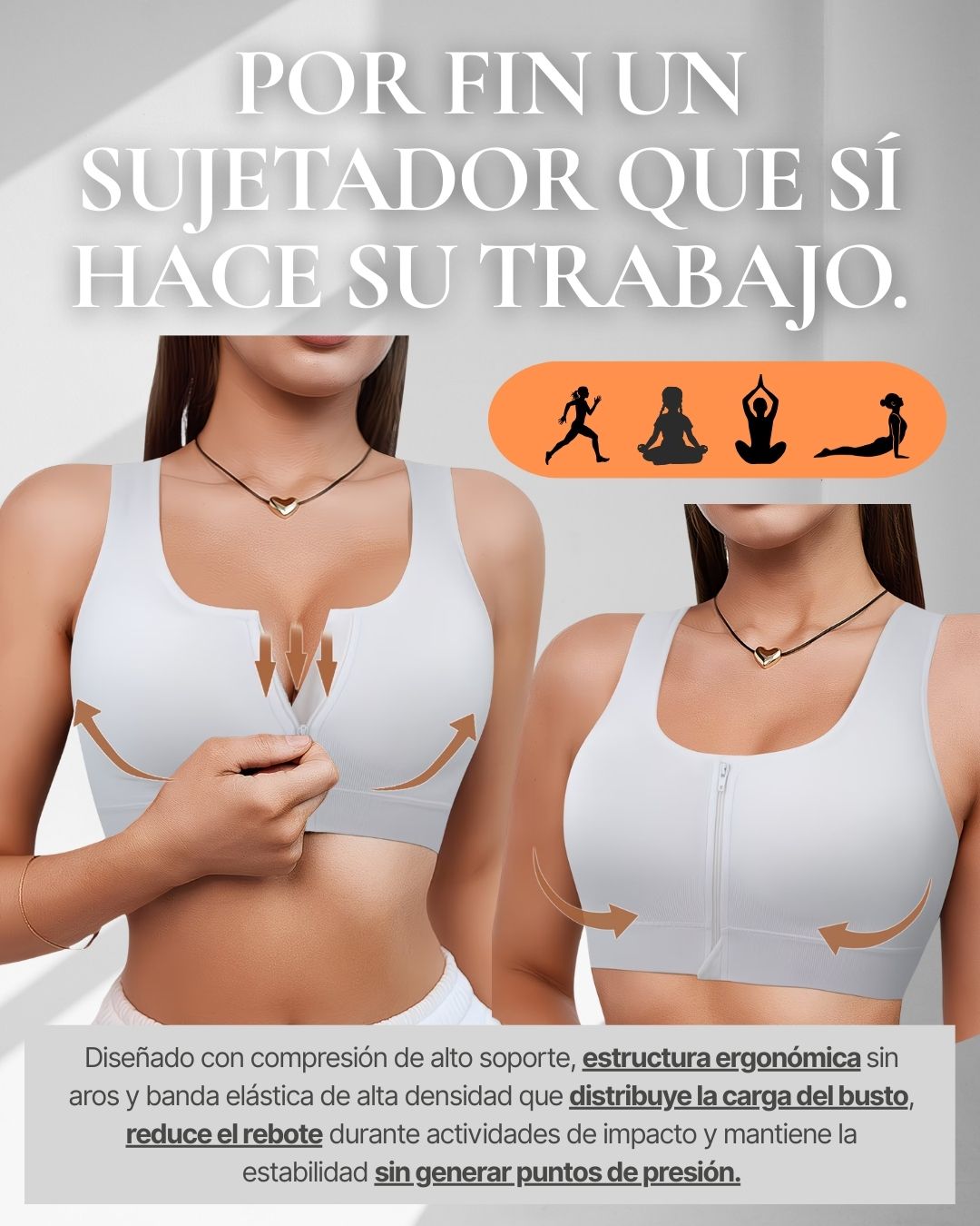 ¡Adiós al dolor de espalda! 💎 Sostén de Alto Impacto con Cierre Frontal 💥