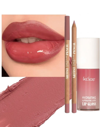 Set de 3 delineadores de labios mate aterciopelado + 1 Lip Gloss hidratante
